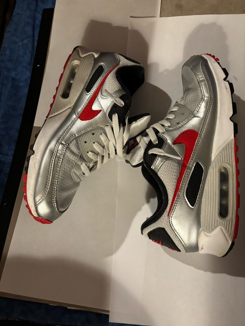 Nike Silver and Red Running Sneakers